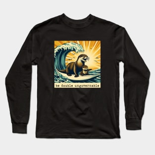 be double ungovernable 841 surfing otter with baby Long Sleeve T-Shirt